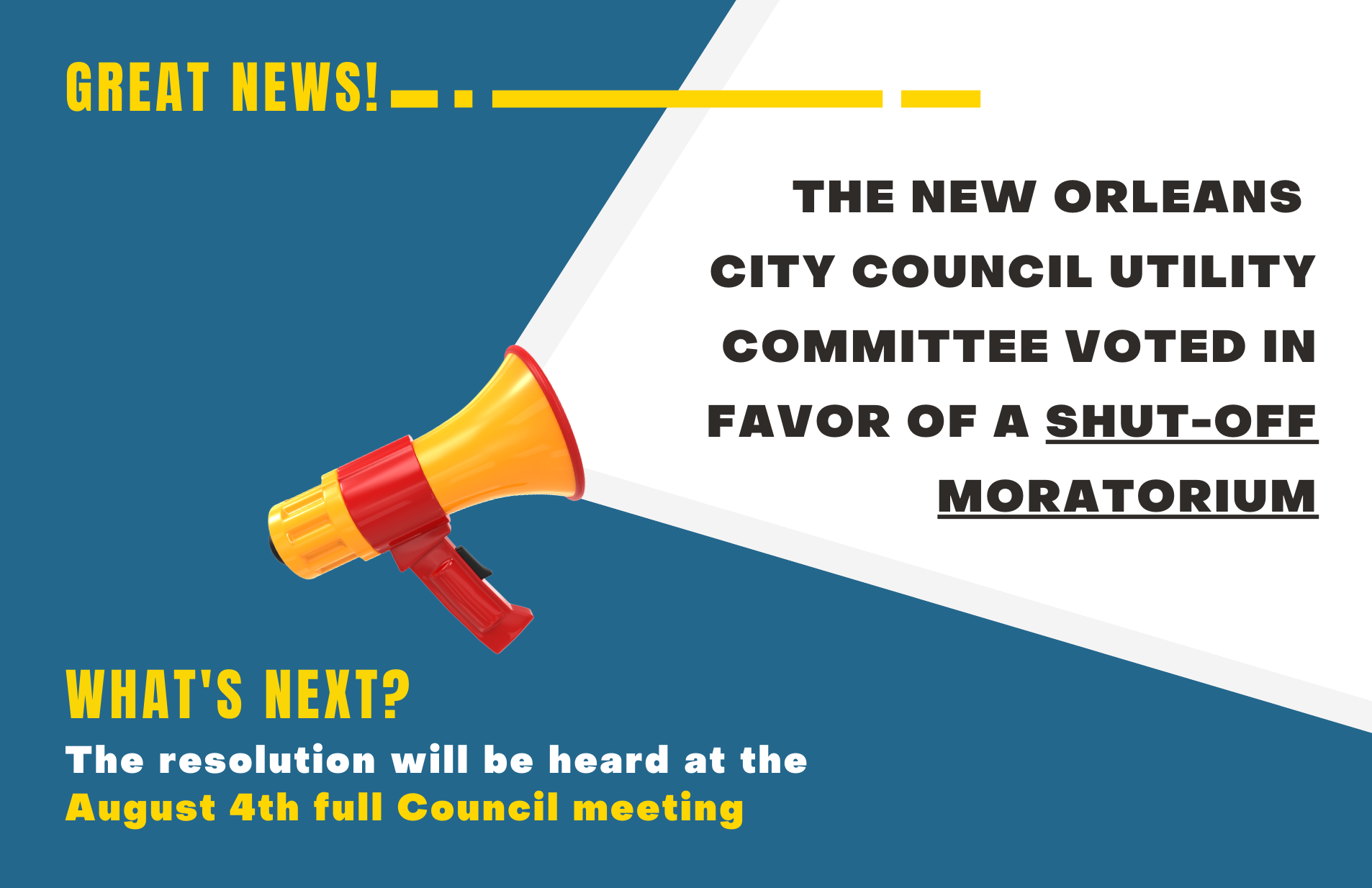 Just New Orleans Is Not Enough; Groups Call for Statewide Shut-Off Moratorium