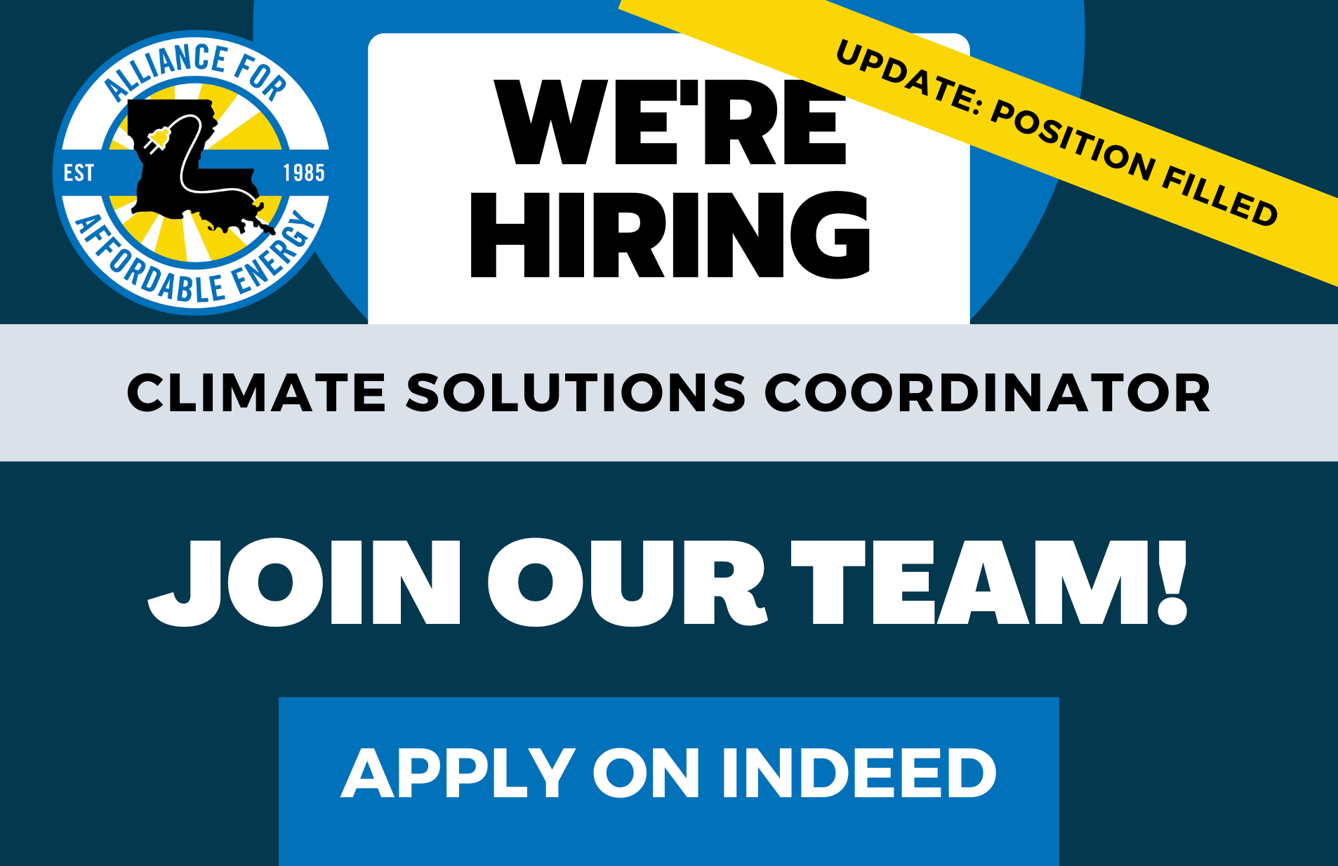 We’re Hiring: The Alliance is looking for a Climate Solutions Coordinator