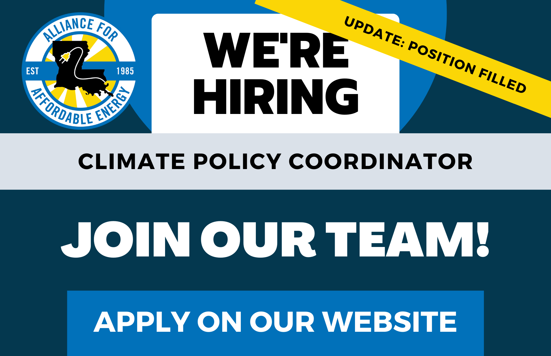 We’re Hiring: The Alliance is looking for a Climate Policy Coordinator