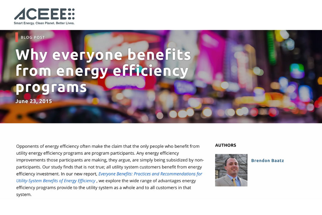 Why everyone benefits from energy efficiency programs